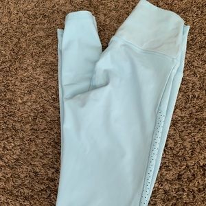Baby blue BuffBunny leggings with design on front